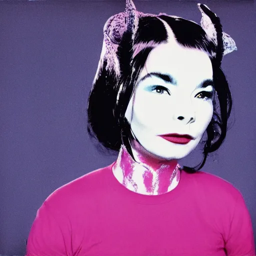 Image similar to a dragon inspired by bjork photographed by andy warhol