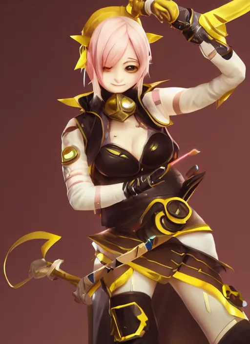 Image similar to mami tomoe, league of legends character select art, digital art, octane render