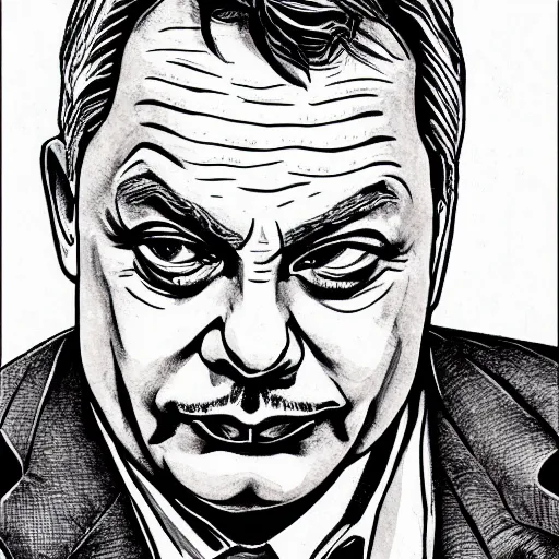 Prompt: Viktor Orban, by Q Hayashida, high quality, intricate line work, pen and ink