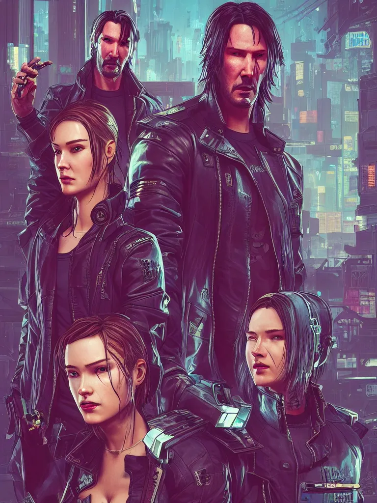 Image similar to a cyberpunk 2077 couple portrait of Keanu Reeves as Johnny Silver hand and female V in daily life ,love story, pray, hug, hold, kiss, film lighting, by Laurie Greasley, William Morris, Dan Mumford, John Wick, Speed, Replicas, Destination Wedding, The Lake House, artstation, full of color, Digital painting, face enhance, highly detailed,8K, octane, golden ratio, cinematic lighting