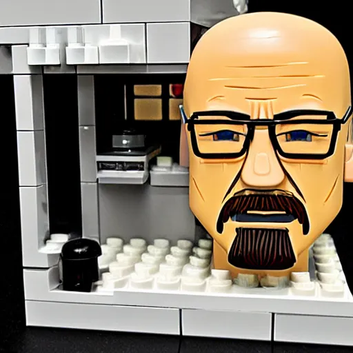 Prompt: lego model of Walter White from breaking bad