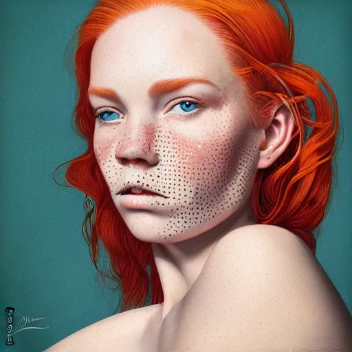 Image similar to Lofi pale redhead with freckles portrait, Pixar style, by Tristan Eaton Stanley Artgerm and Tom Bagshaw.