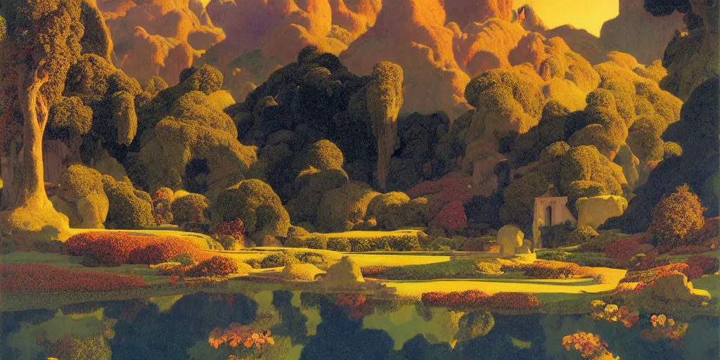 Image similar to !dream a landscape of a fantasy kingdom by Maxfield Parrish, digital art 8k