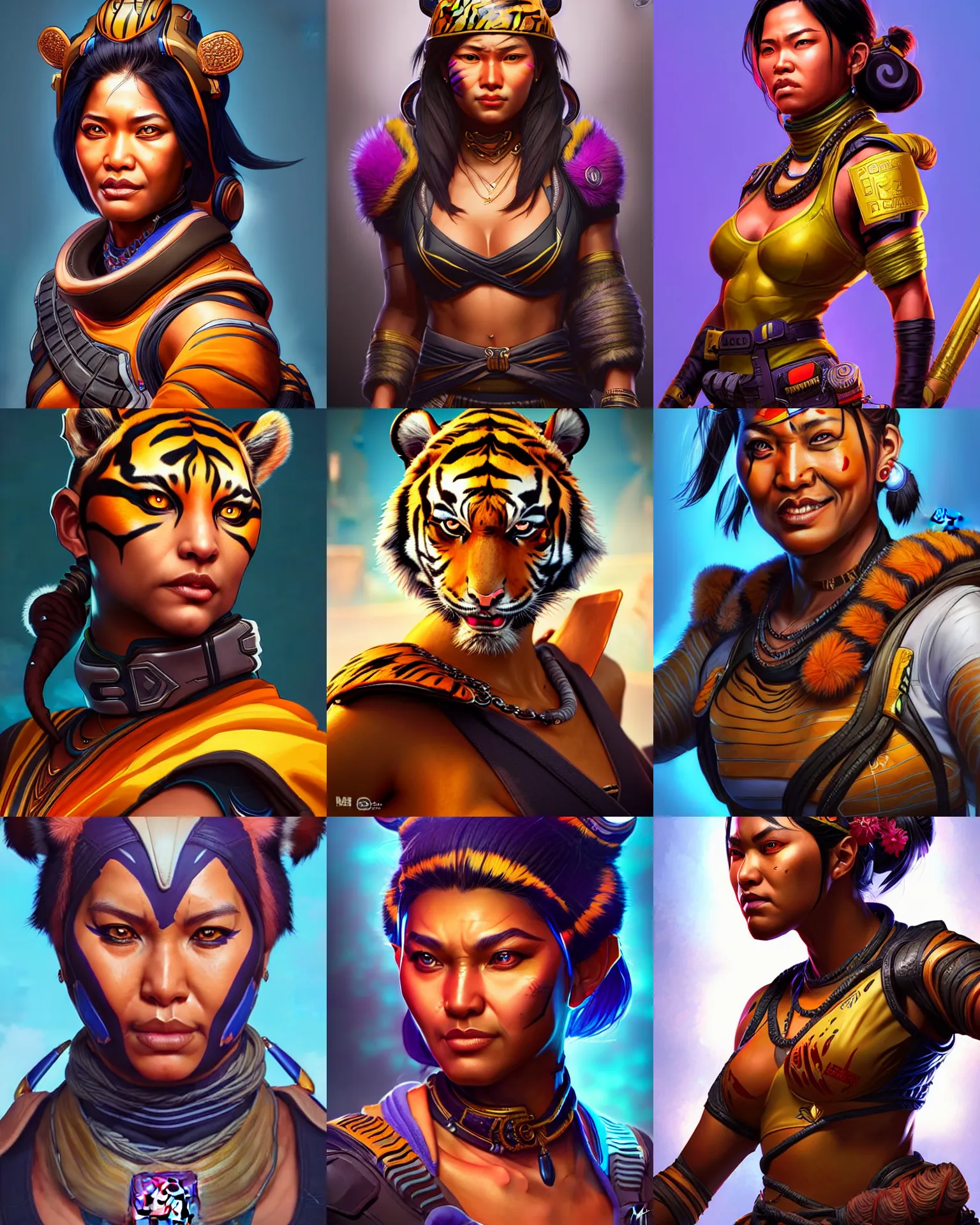 Image similar to The Tiger Queen as an Apex Legends character digital illustration portrait design by, Mark Brooks detailed, soft lighting