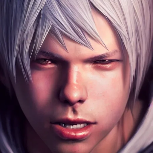 Image similar to photo realistic image of riku from kingdom hearts, stunning 3 d render inspired art by istvan sandorfi and greg rutkowski, perfect facial symmetry, realistic, highly detailed attributes and atmosphere, dim volumetric cinematic lighting,