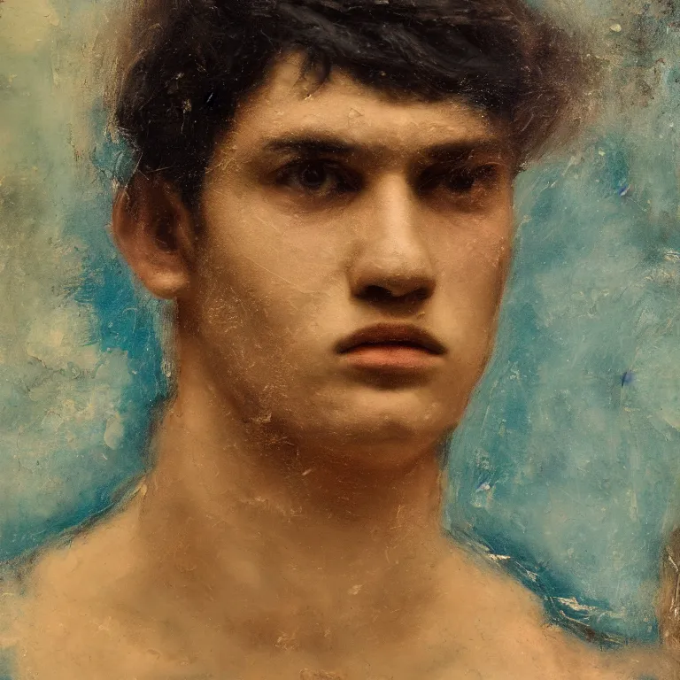 Prompt: Antique tintype of Beautiful warmly lit close up expressionistic studio portrait of young teenage the Hulk frowning severely, impasto oil painting heavy brushstrokes by Cy Twombly and Anselm Kiefer , trending on artstation dramatic lighting abstract Expressionism