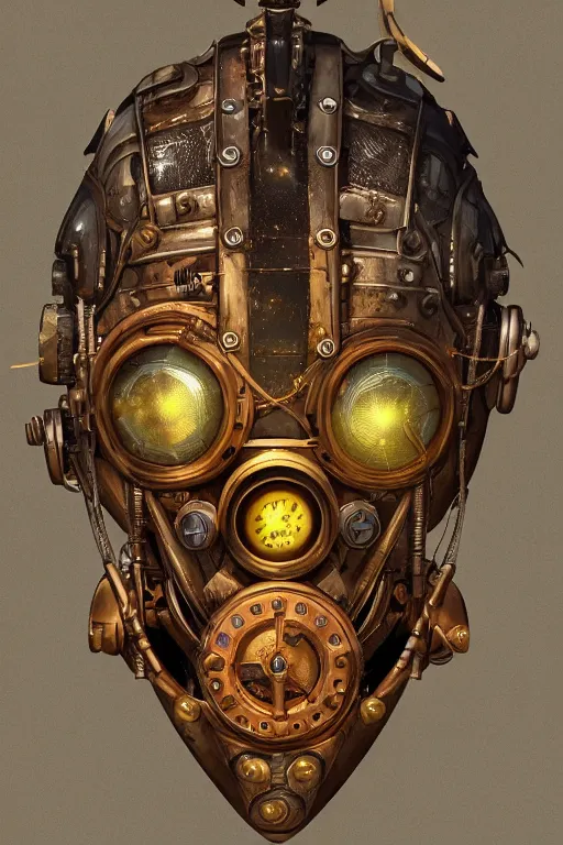 Image similar to steampunk helmet fantasy art mask robot ninja stylized digital illustration sharp focus, elegant intricate digital painting artstation concept art global illumination ray tracing advanced technology chaykin howard and campionpascale and cooke darwyn and davis jack