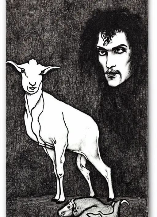 Image similar to prince and a goat, by austin osman spare, high resolution