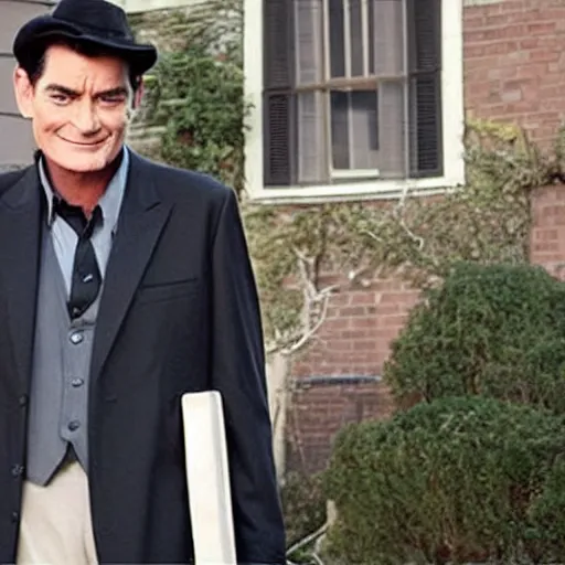 Image similar to charlie sheen in an amish comedy drama