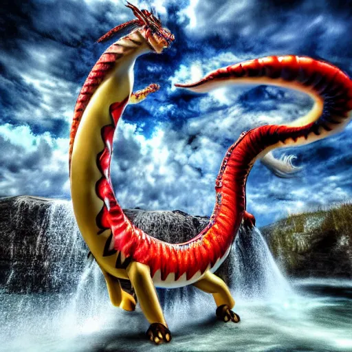 Prompt: national geographic photo of dragonair, pokemon in the wild, intricate, portrait, 8 k highly professionally detailed, hdr, award winning