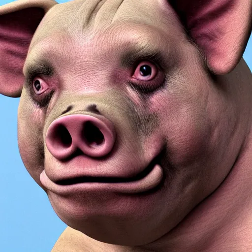 Image similar to human pig hybrid, high definition, photorealistic