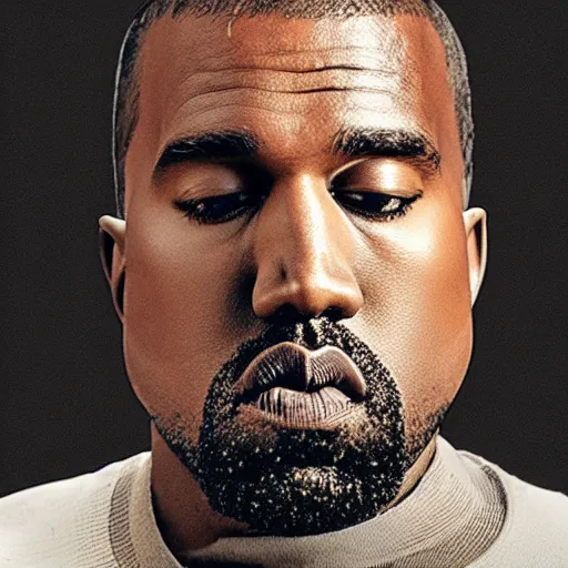 Image similar to a photo of Kanye West wearing a mask in the studio, 8K concept art, shot on IPhone 6, slightly blurry