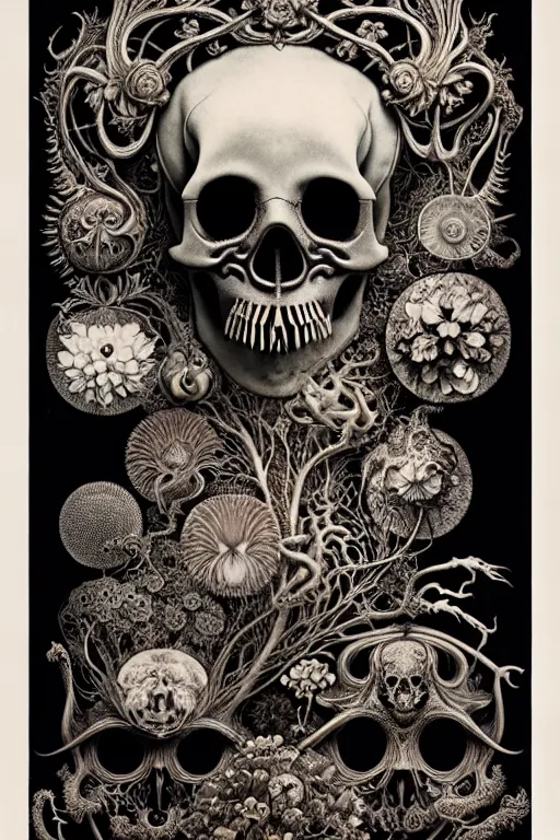 Image similar to art forms of nature by ernst haeckel, memento mori by arthur rackham, ornate antique porcelain beautiful skull mask, ultrasharp, photorealistic, hyperdetailed, octane render, polished, art nouveau, neo - gothic, gothic, intricate ornamental organic filigree, art nouveau botanicals, art forms of nature by ernst haeckel, horizontal symmetry, symbolist, visionary