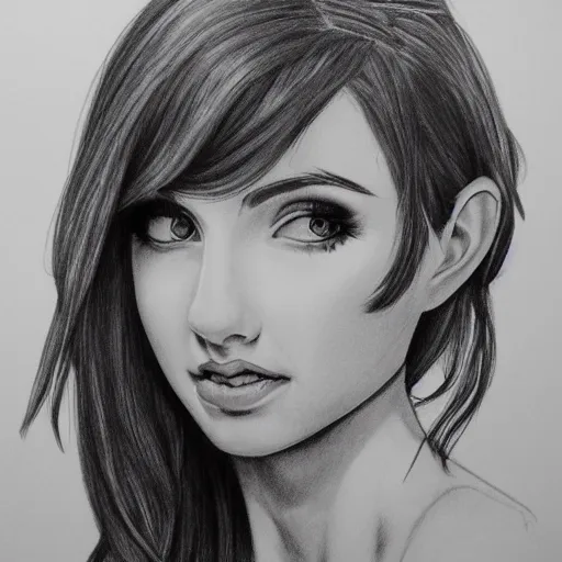 Prompt: amouranth graphite art, highly detailed