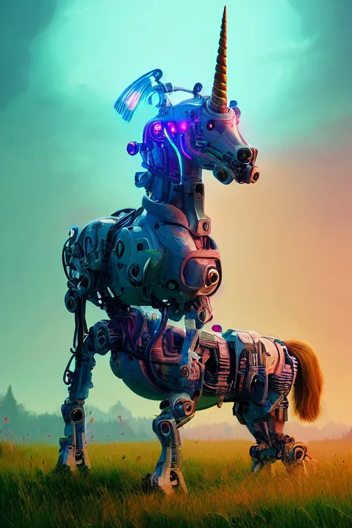 Prompt: cyborg unicorn, ultra hd, Painting By Simon Stalenhag, unreal 5, DAZ, hyperrealistic, octane render, dynamic lighting, intricate detail, summer vibrancy, cinematic