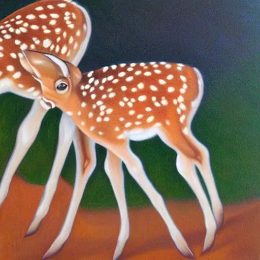 Image similar to painting of two fawns, by georgia o'keefe, deer, romantic, feminine, curvy