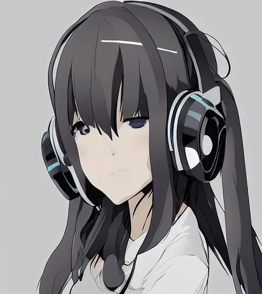 anime listening to music black and white