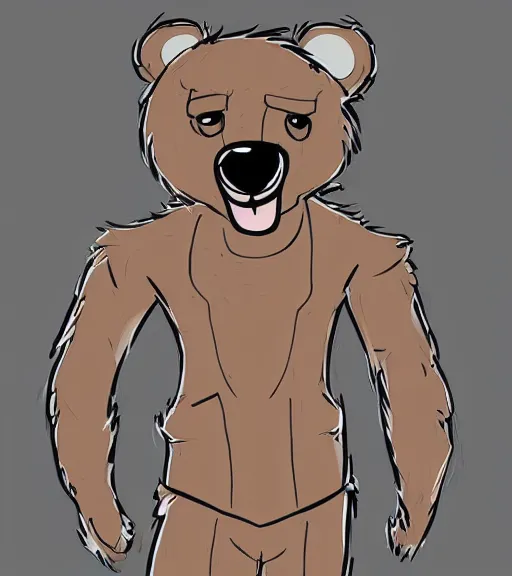 Image similar to expressive stylized master furry artist digital line art colored shaded drawing full body portrait character study of the anthro male anthropomorphic cute cartoon bear fursona animal person wearing clothes pilot