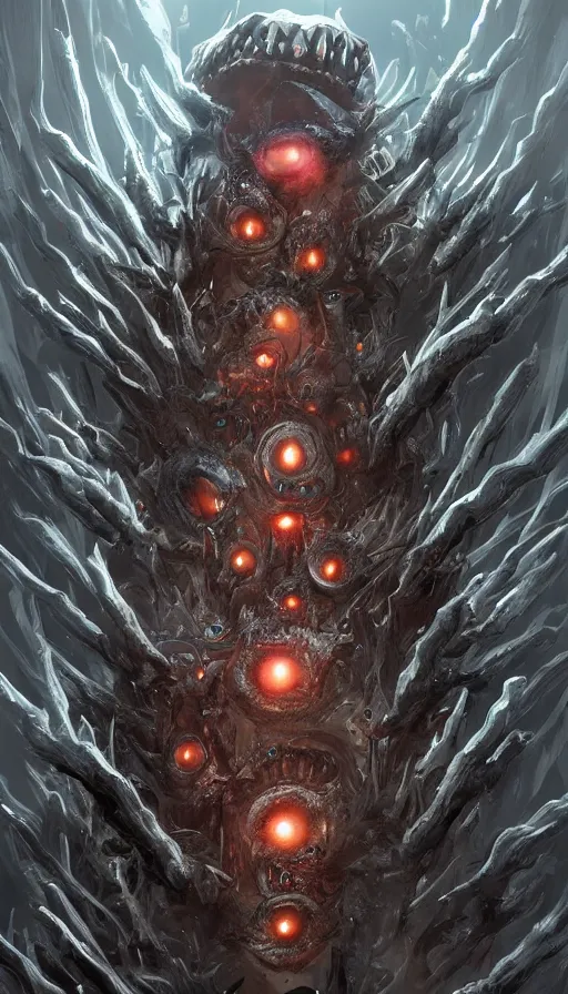 Prompt: a storm vortex made of many demonic eyes and teeth, by cgsociety