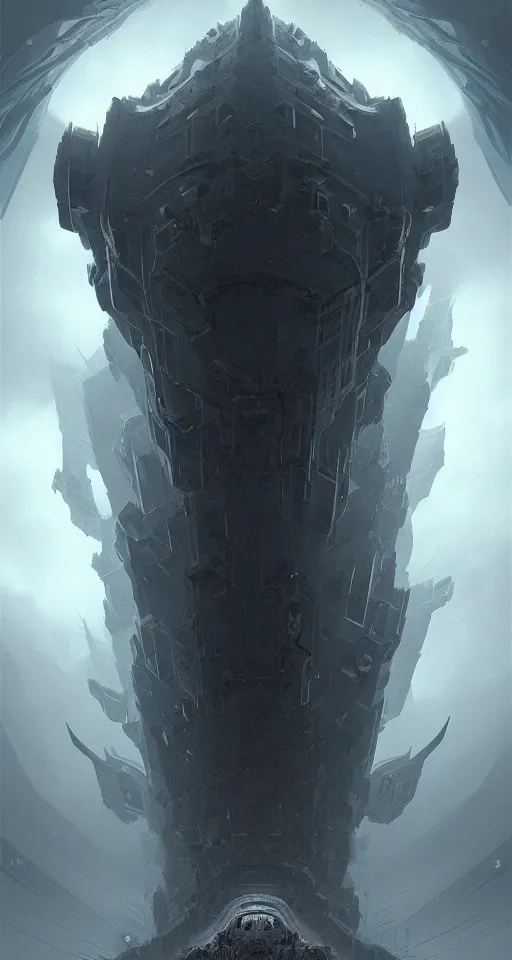 Image similar to professional concept art of a symmetrical! abstract fractal ominous floating robotic terrifying giant thing in a dark room by artgerm and greg rutkowski ( thin white border ). an intricate, elegant, highly detailed digital painting, concept art, smooth, sharp centred focus, illustration, in the style of cam sykes, wayne barlowe, igor kieryluk.