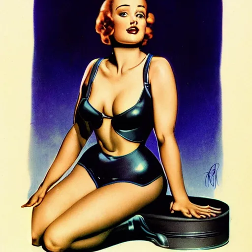 Image similar to cortana by alberto vargas, pinup