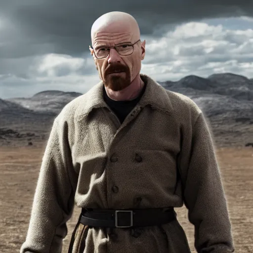 Image similar to a screenshot of walter white in elden ring, highly detailed, 4 k