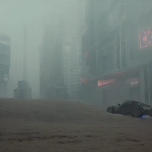 Prompt: children\'s playground in blade runner 2049, shot from movie, 4k resolution