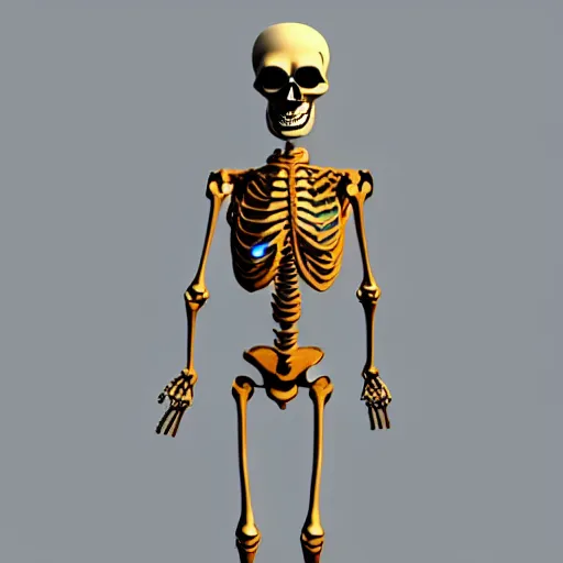 Image similar to outdated 3 d model of dancing skeleton cha - cha. phong shader.