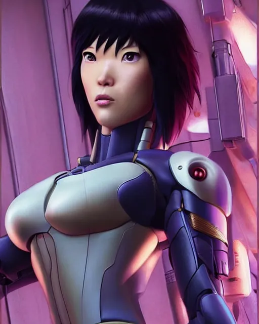 Image similar to weta disney pixar movie still portrait photo of motoko kusanagi the major ghost in the shell : : as cyborg woman by pixar : : by weta, wlop, ilya kuvshinov, rossdraws, artgerm, maxim cover, octane render, anime, octane render, 3 d, volumetric lighting, anti aliasing, raytracing : :