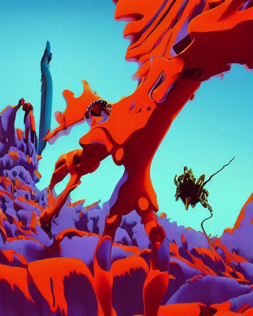 Image similar to evangelion by roger dean, 4 k, hyper detailed