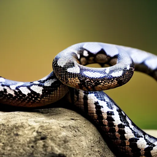 Image similar to hyperrealistic photo of a long snake with a head, long shot