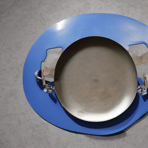 Image similar to a wok made of stretchy plastic that has been stretched out so that it's longer than it is wide