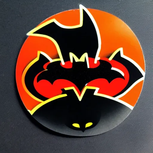 Image similar to die cut sticker of batman breakdancing, splatter paint