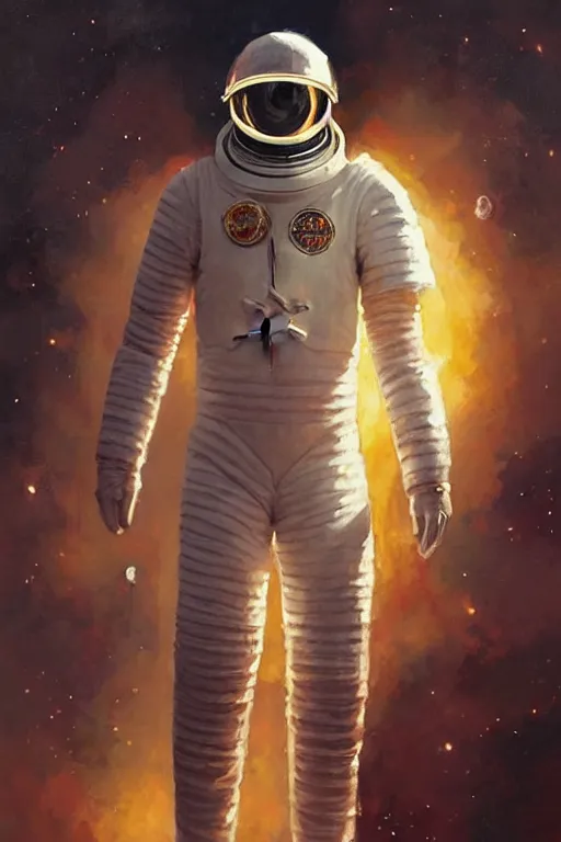 Image similar to knights templar in a space suit, painting by greg rutkowski, j. c. leyendecker, artgerm