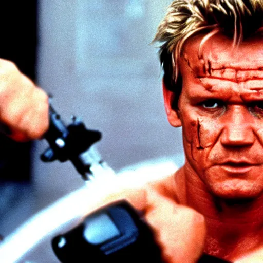 Prompt: Gordon Ramsay as the Terminator in The Terminator (1984)