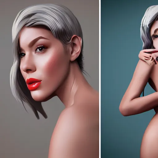 Image similar to modern woman | hyperrealistic | digital painting | trending on artstation | pinup portrait | clean | illustration | dressed | unreal engine 5 | 8 k resolution | by hajime soryama