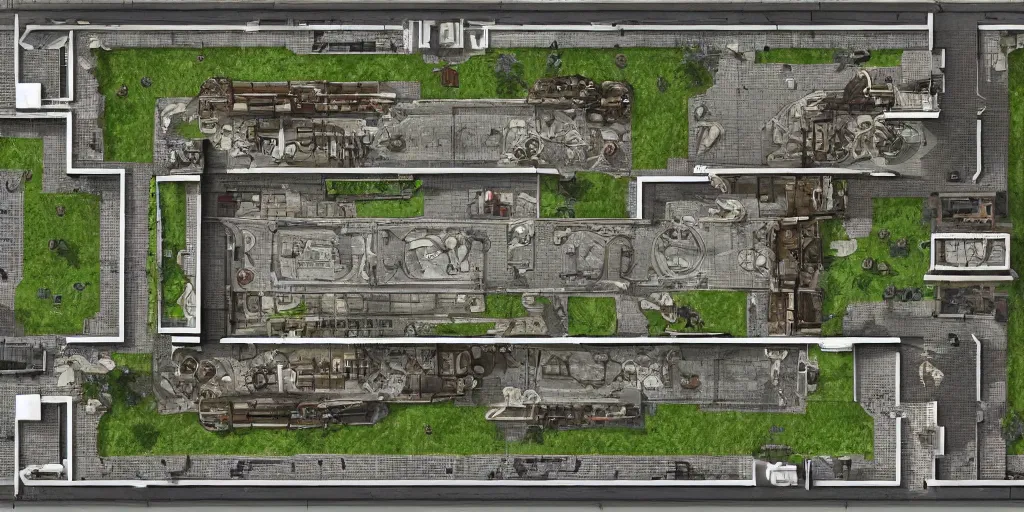 architectural floor plan gears of war map meets, Stable Diffusion