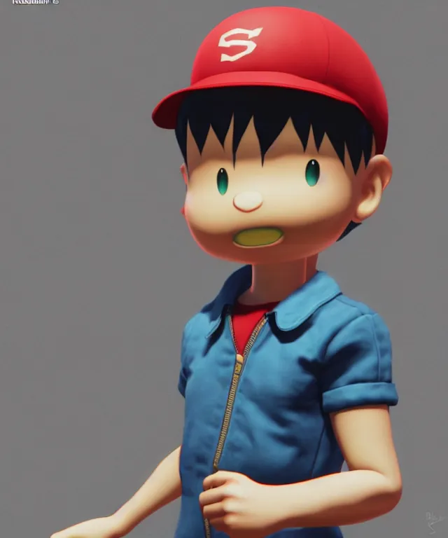 Prompt: ness from earthbound, highly detailed digital illustration, unreal engine, marmoset toolbag, by ross tran, hirohiko araki, koyoharu gotouge