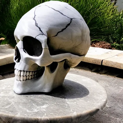 Image similar to skull statue made out of marble and lightning