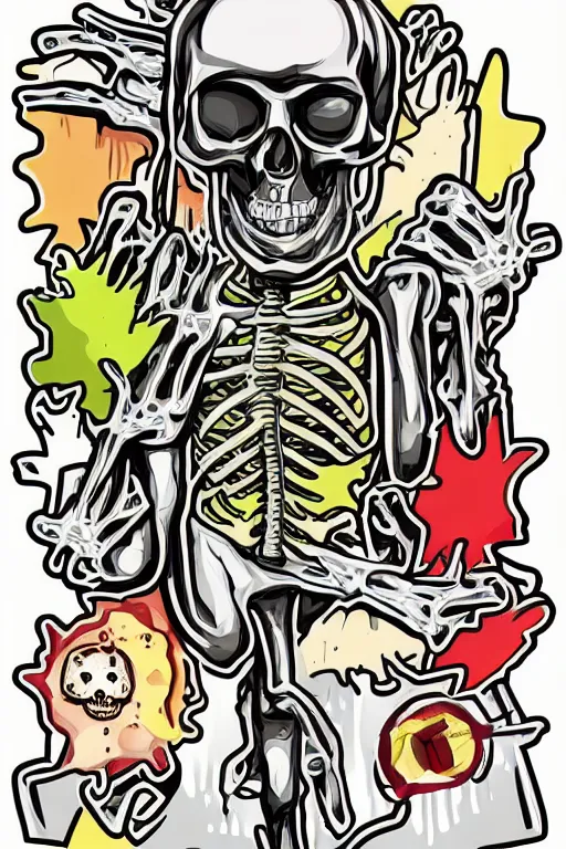 Image similar to Drug addict skeleton, sticker, andromorphic, colorful, illustration, highly detailed, simple, smooth and clean vector curves, no jagged lines, vector art, smooth