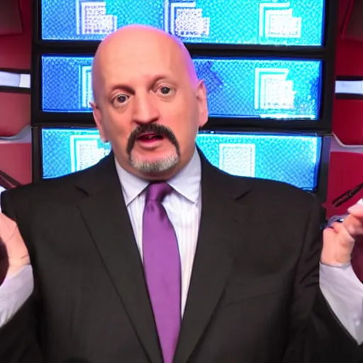 Image similar to Jim Cramer freaking out over Nintendo's newest video game console