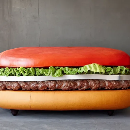 Prompt: an couch that looks like a burger