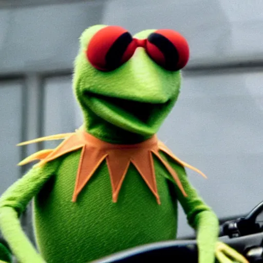 Prompt: Kermit the Frog is the latest Bond girl in 007, movie still, 4k ultra HD