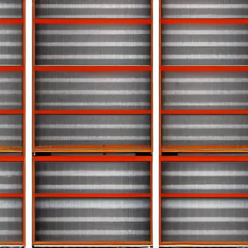 Image similar to two frames of equal size, the first is a picture of a warehouse full of boxes, the second is an identical picture to the first except the boxes are red