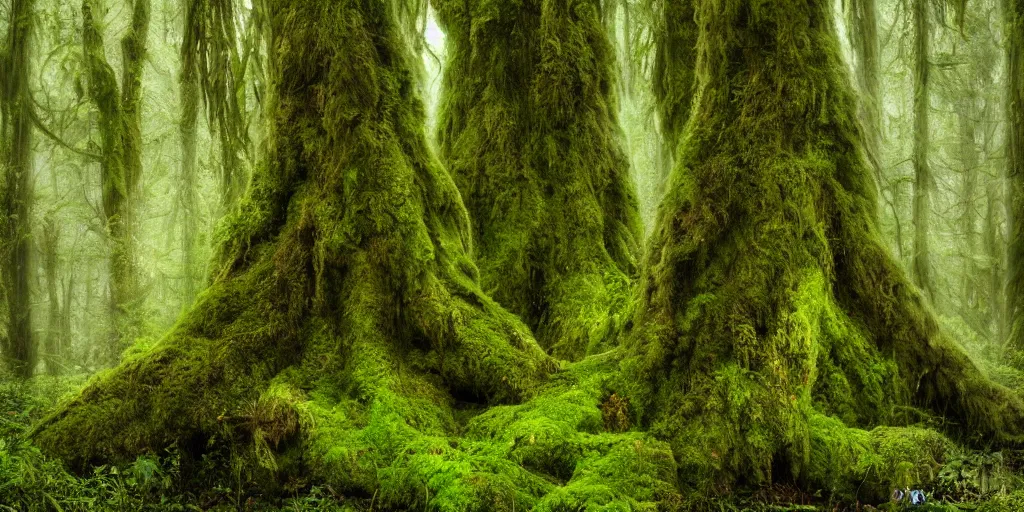 Image similar to a beautiful high fantasy god of the forest, its body made of trees and ferns and moss, dappled lighting, pentax photograph