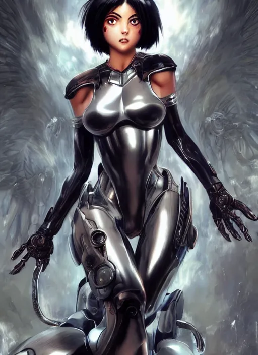 Image similar to ( battle angel alita ) cover, featuring a beautiful girl!! by stanley artgerm lau