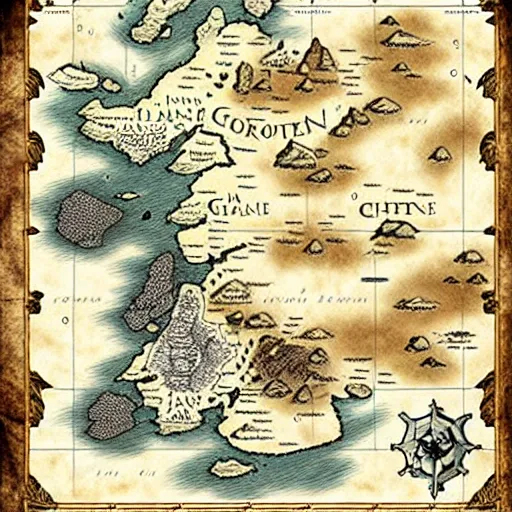 Image similar to game of thrones map printed on parchment