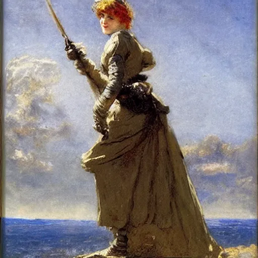 Image similar to female adventurer by alfred stevens