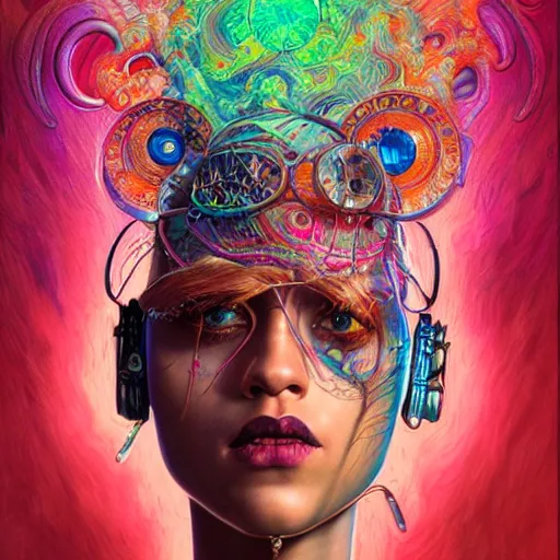 Prompt: portrait of lashana lynch, hyper detailed masterpiece, neon floral pattern, jean giraud, digital art painting, darkwave goth aesthetic, psychedelic, artgerm, donato giancola and tom bagshaw