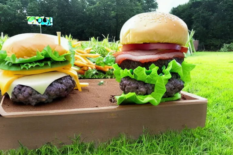 Image similar to growing cheeseburgers in the garden this summer, look at my hamburger plant, this one even grows bacon - cheeseburgers